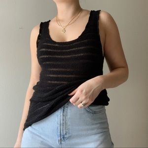 Black Crochet Tank Top